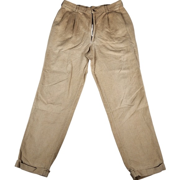 Savane No Wrinkles Linen Cotton Blend Pleated Front Khaki Pants - Picture 1 of 12